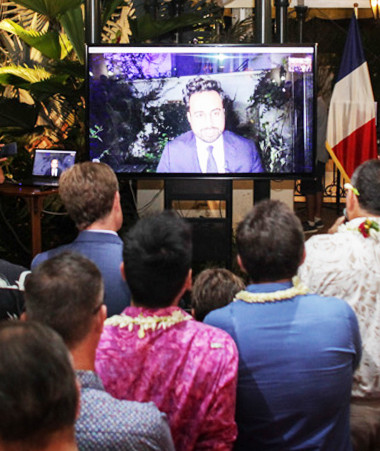 Le secrétaire d’État chargé du numérique, Mounir Mahjoubi, est intervenu en visioconférence lors de la clôture du Digital Festival Tahiti (© Digital Festival Tahiti/Greg Boissy).