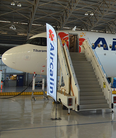 L’A320neo Tibarama a été dévoilé le 28 décembre aux officiels dans le hangar technique d’Aircalin.