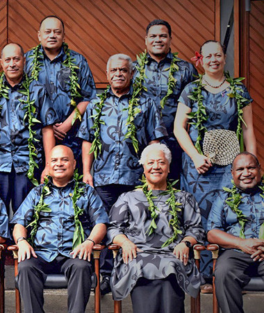 Les 17 dirigeants des îles du Pacifique lors de la dernière journée du 51e Forum des îles du Pacifique, à Fidji. Crédit : Forum des îles Pacifique