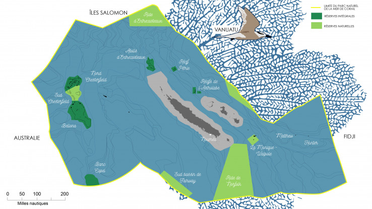 Nouvelle carte du Parc naturel de la mer de Corail, 10 % des eaux calédoniennes sous protection forte. 