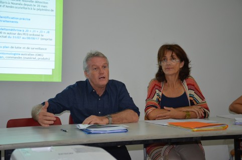 Jean-Paul Grangeon, directeur adjoint de la Dass et Valérie Campos, chef du service d’inspection vétérinaire alimentaire et phytosanitaire de la Davar.