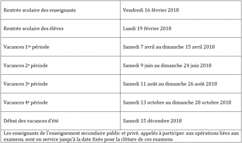 Un nouveau calendrier scolaire dès 2018