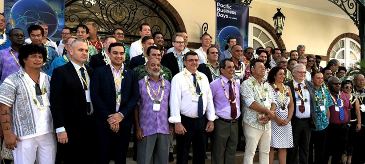 Le président de la Polynésie française, Édouard Fritch, ici aux côtés du président du gouvernement Philippe Germain, a ouvert les Pacific Business Days.