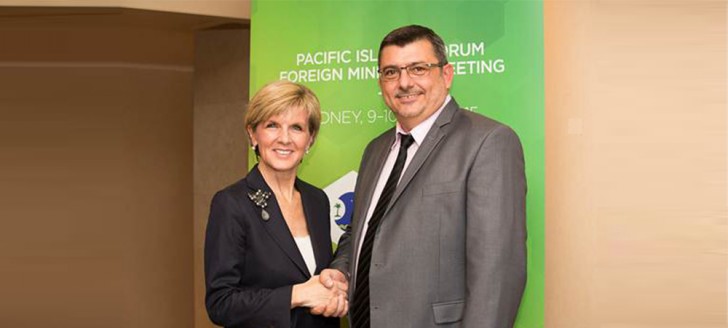 Philippe Germain doit s’entretenir avec Julie Bishop mercredi. Il avait déjà rencontré la ministre des Affaires étrangères dans le cadre du Forum des Îles du Pacifique à Sydney en juillet 2015. 