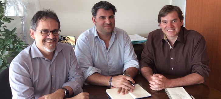 Philippe Dunoyer, aux côtés des représentants de l’Agence du numérique, Matthieu Pasini, au centre, et Laurent Laluc, à droite.
