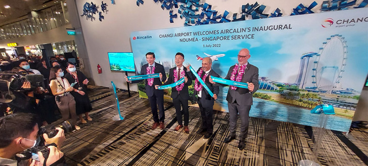 La première rotation d’Aircalin vers Singapour a été saluée par une cérémonie d’accueil à l’aéroport de Changi. 