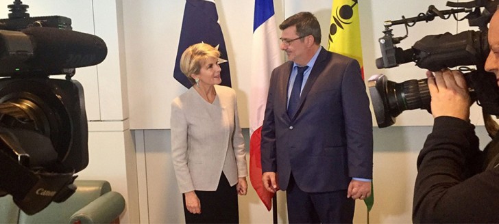 Philippe Germain et la ministre australienne des Affaires étrangères, Julie Bishop.