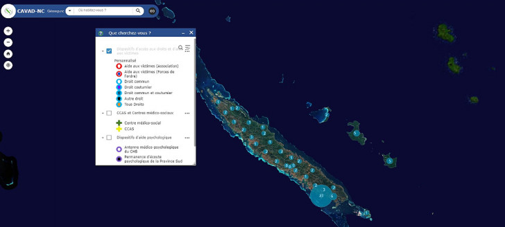 La carte interactive CAVAD-NC est accessible à l’adresse http://carto.cavad-nc.georep.nc