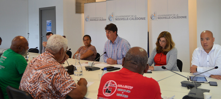 Thierry Santa a reçu les représentants du collectif « Usine du Sud = usine pays », aux côtés de la membre du gouvernement, Valentine Eurisouké.