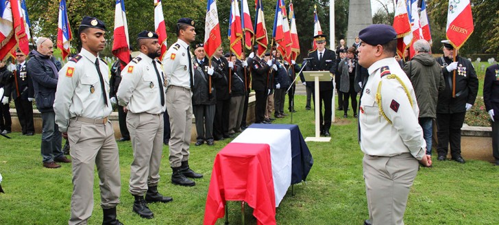 Les hommages militaires ont été rendus à Kalepo Wabete lors de l’exhumation de sa dépouille (©Préfecture de l’Aisne).